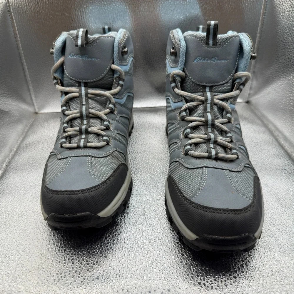 Size 9.5 Eddie Bauer Williamette Gray Blue Mens Mid Top Trail Hiking Boots‎